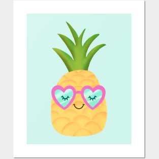 Pineapple Summer Pink Sunglasses Beach Vibes Posters and Art